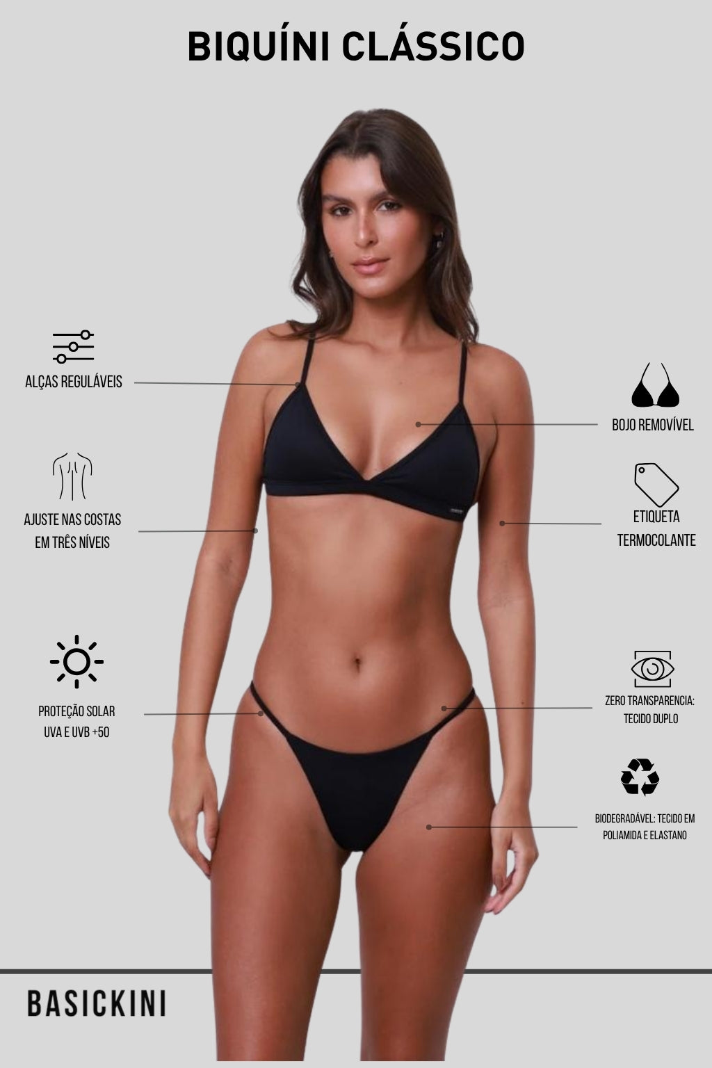 Conjunto de Biquíni Clássico Preto