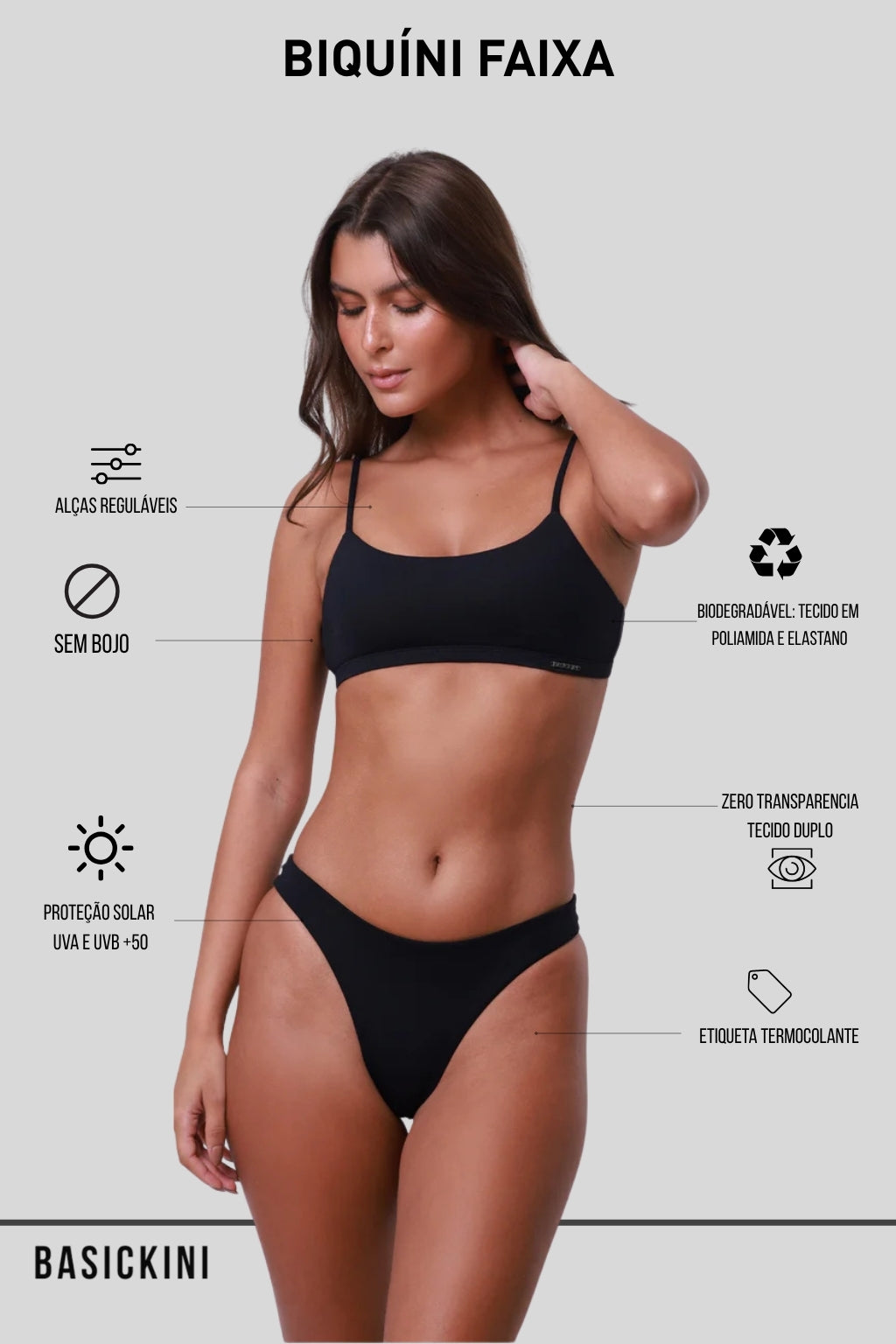 Conjunto de Biquíni Faixa Preto