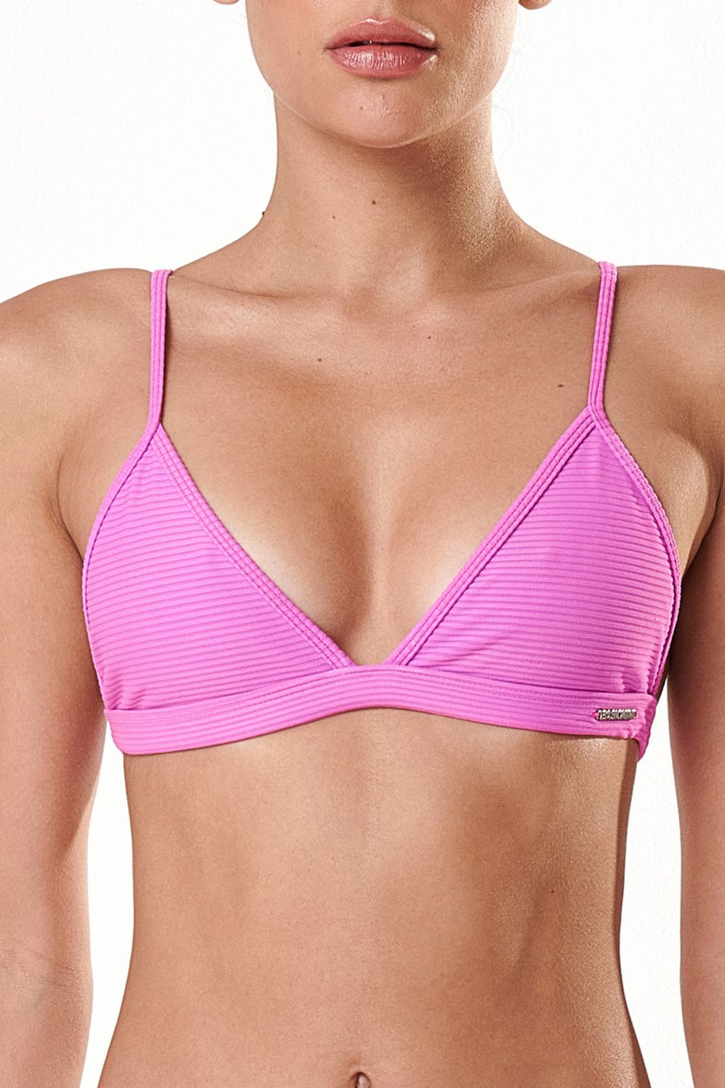 Top de Biquíni Clássico Rosa Ipê Canelado