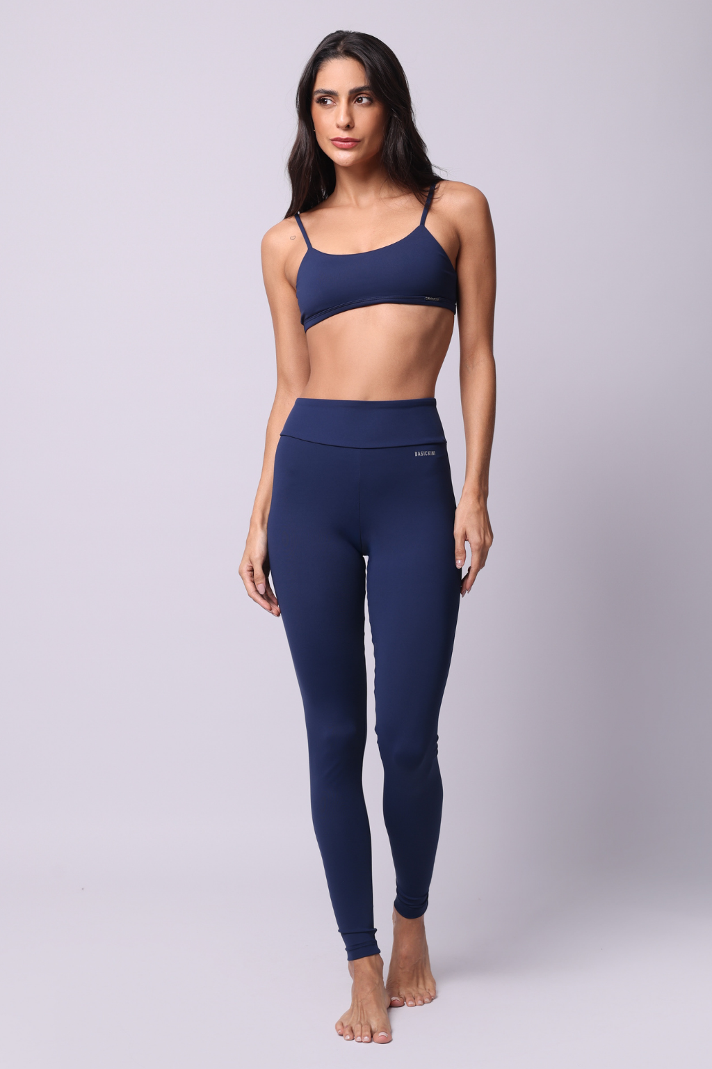 Conjunto Sport Top Faixa + Calça Legging Marinho