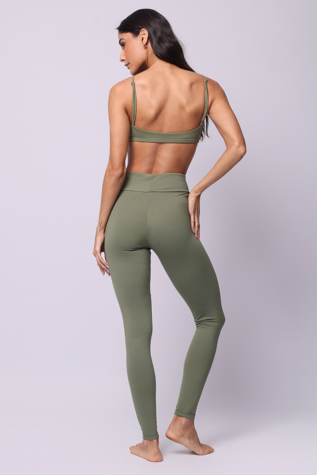 Conjunto Sport Top Faixa + Calça Legging Oliva